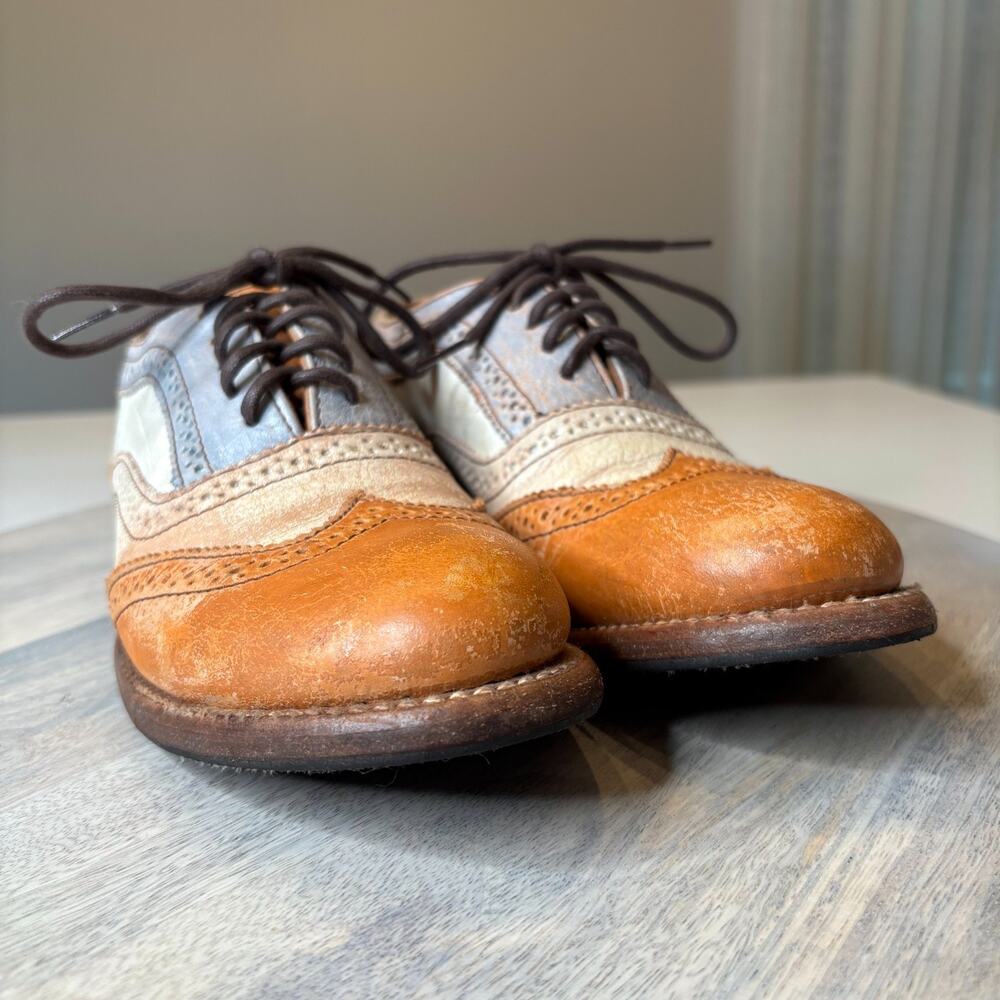 Bed Stu Lita II Oxford Tan Rustic Multi Leather Wingtip Brogues Women’s Size 7 - Picture 5 of 11